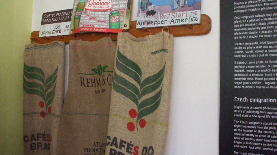 Muzeum vytěhovalectví do Brazílie - pytle od kávy