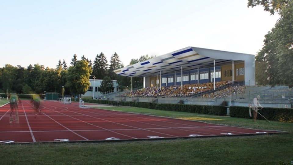 Vizualizace – Kladno se chystá zastřešit tribunu na sportovišti Sletiště