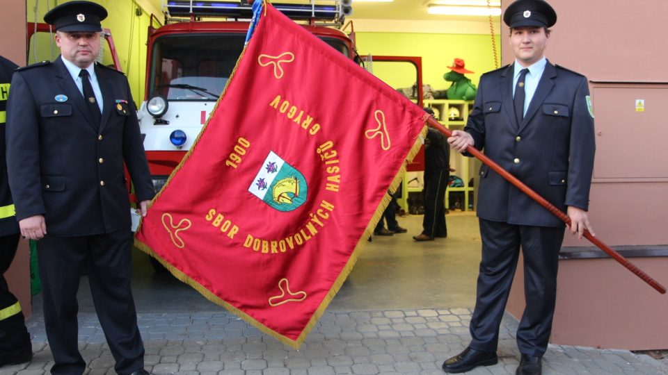 Prapor dobrovolných hasičů z Grygova