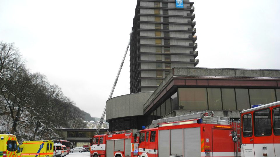 Cvičení záchranářů v hotelu Thermal