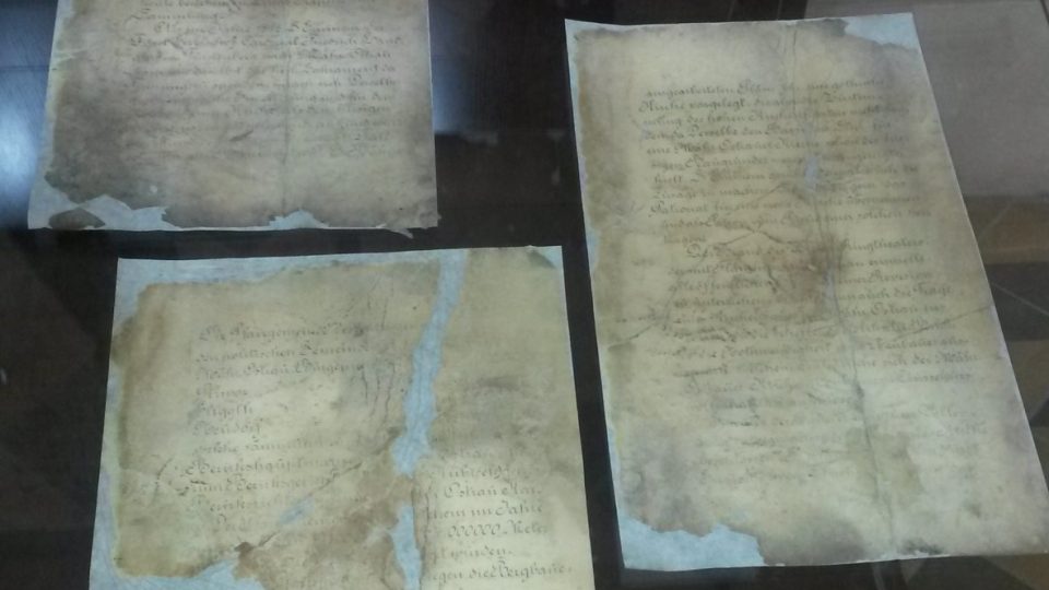 Kopie dokumentů, které se našly při rekonstrukci ve věži