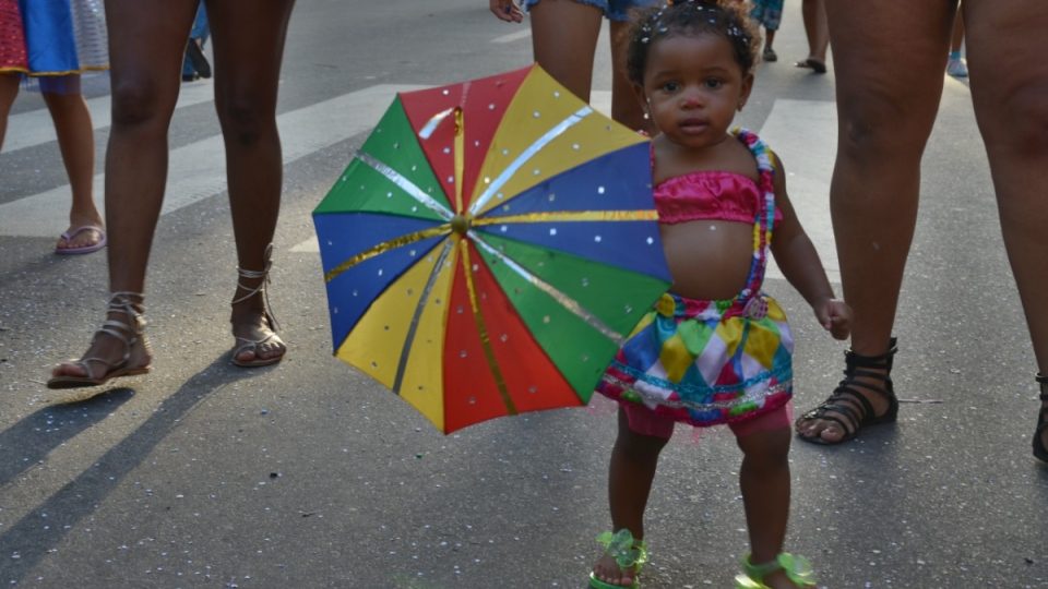 Jedna karnevalová skupina představovala domorodé brazilské obyvatelstvo