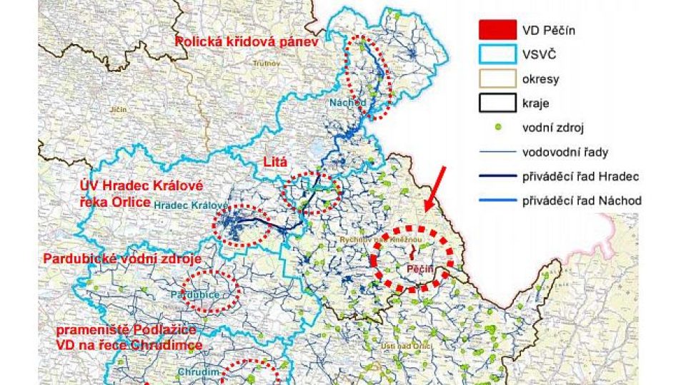 Přehledná situace vodních zdrojů v zájmovém území