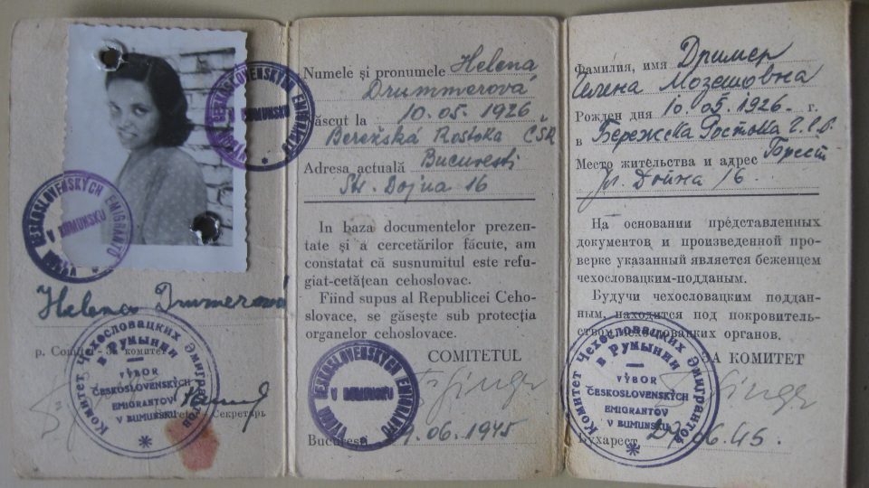 Legitimace vystavená Heleně Maršíkové v červnu 1945