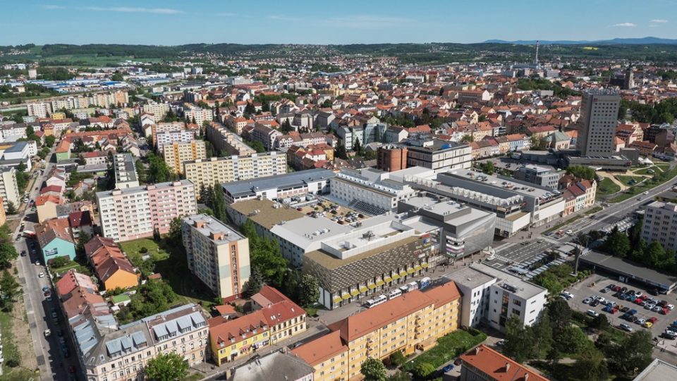 Vizualizace nového nákupního centra na rohu Pražské a Pekárenské v Českých Budějovicích