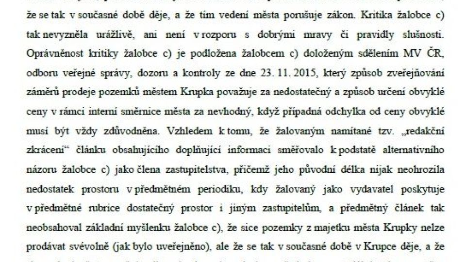 Rozsudek proti městu Krupka, 5. strana