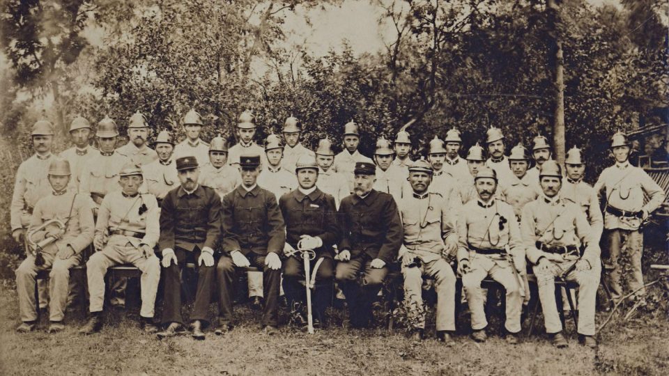 Nejstarší dochovaná fotografie členů hasičského sboru z roku 1900