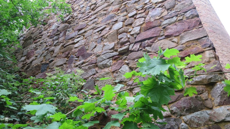 Načervenalé kameny hradu Valdek