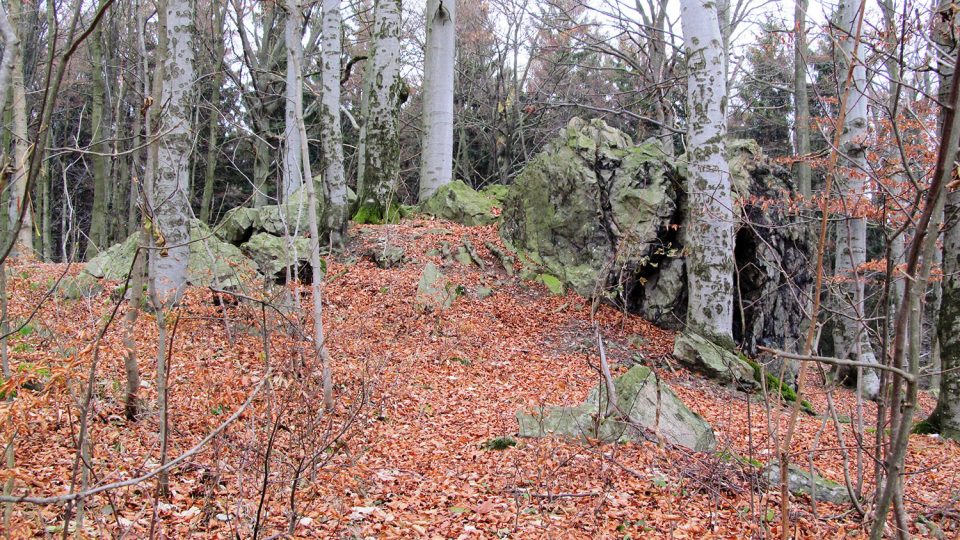 Skalka na stejnojmenném kopci Borové, tady prý stával hrad loupeživého rytíře