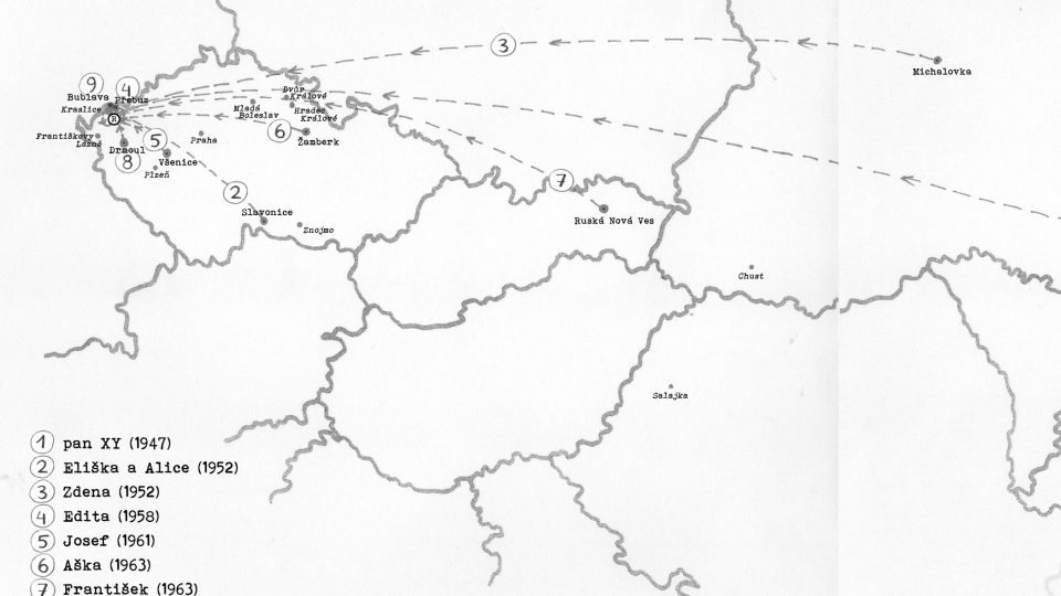 Takzvaná mapa příchodů do Rotavy v čase