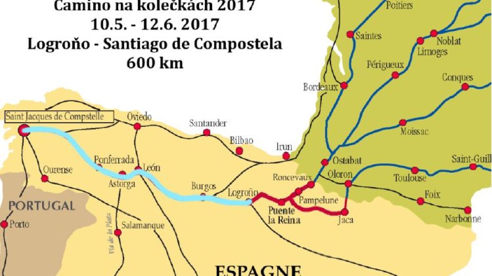 Camino na kolečkách 2017 aneb Honza Dušek s roztroušenou sklerózou na Svatojakubské pouti