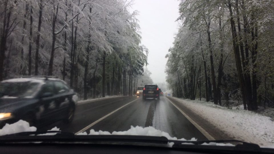 Do jižních Čech se na konci dubna nečekaně vrátila zima. Řada silnic se úplně uzavřela, pod tíhou mokrého sněhu padaly stromy a větve