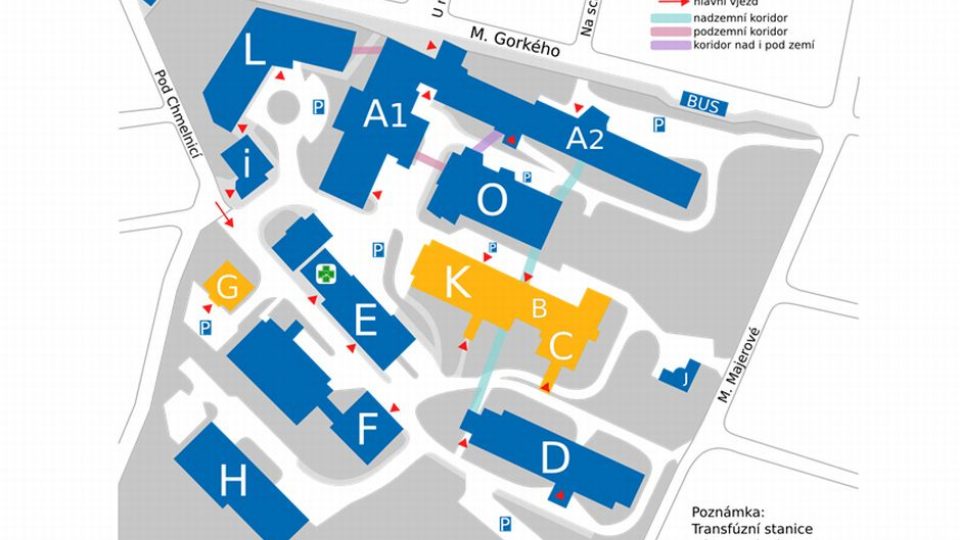 Plán areálu Oblastní nemocnice Trutnov