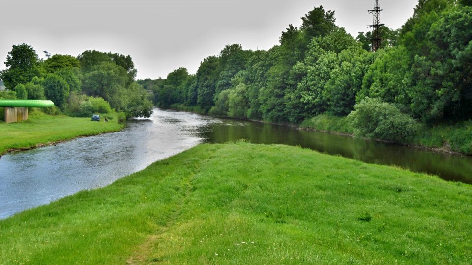 Soutok Mže (vlevo) a Radbuzy (vpravo)