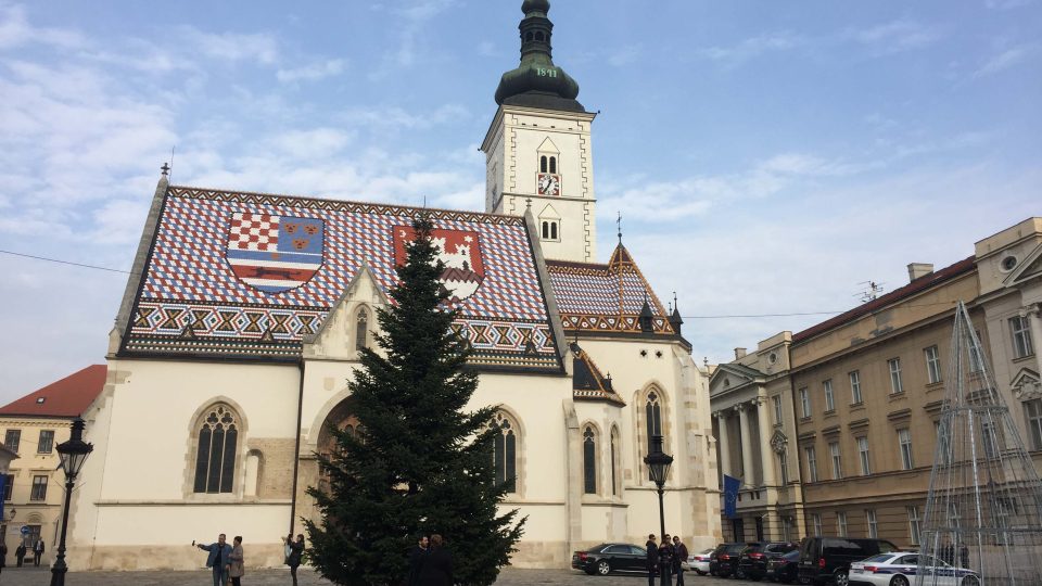 Kostel svatého Marka v historickém centru Záhřebu