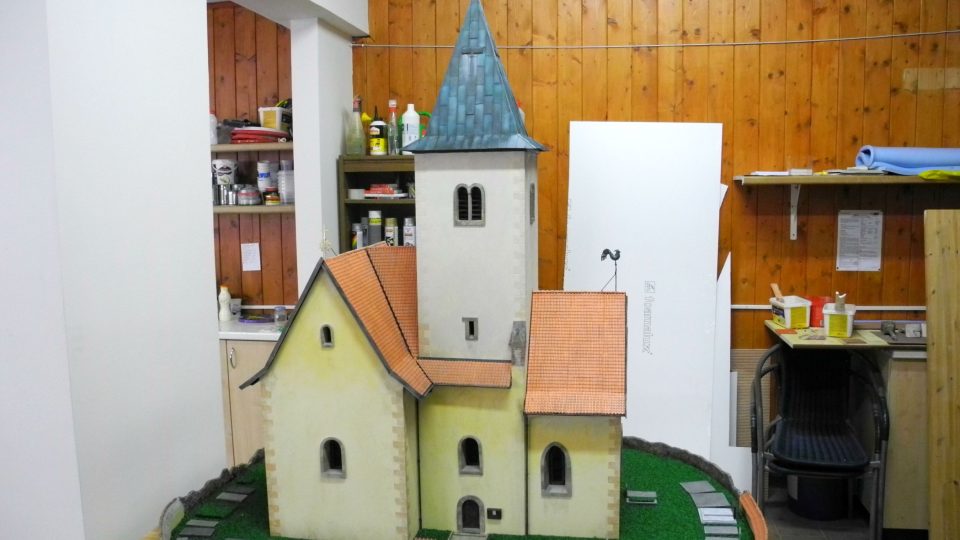 Model kostela svatého Jakuba a Filipa na Chvojně u Konopiště