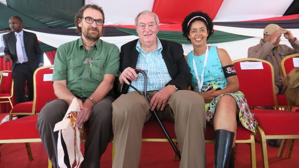 Přemysl Rabas, antropolog Richard Leakey z Keni a keňská ochranářka Paula Kahumbu