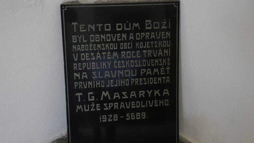 Pozoruhodná pamětní deska dokazující, že většina kojetínské židovské obce podporovala novou Československou republiku