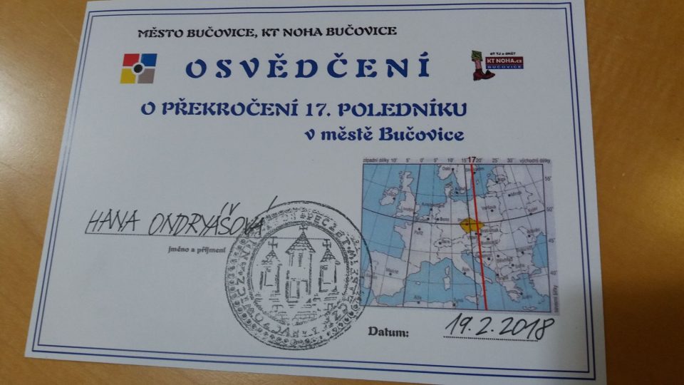 Zájemci mohou dostat v Bučovicích i certifikát osvědčující návštěvu místa