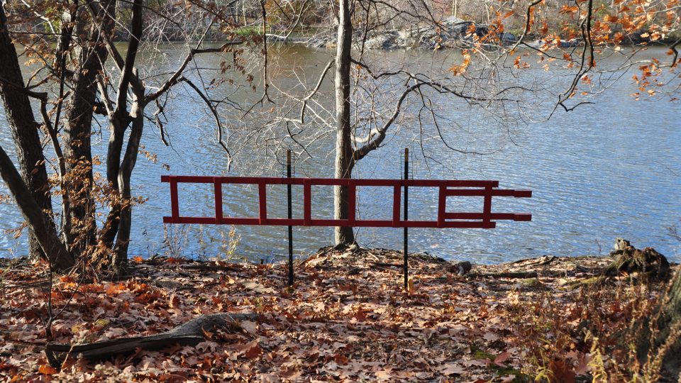 Žebřík pro případ propadnutí ledem na rybníce, Central park New York