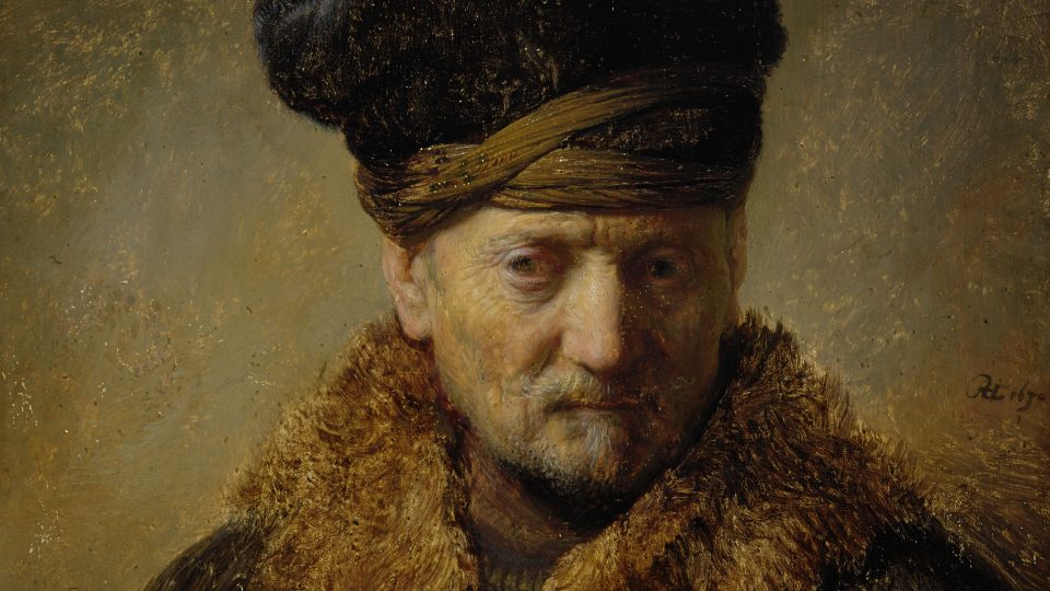 Rembrandt Harmensz. van Rijn, Poprsí muže v kožešinové čepici, 1630