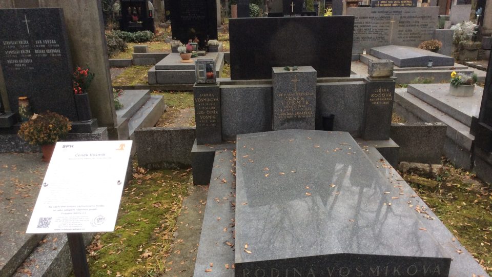 Hřbitov Malvazinky. Hrob akademického sochaře Čeňka Vosmíka