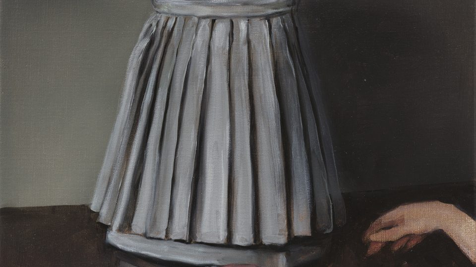 Michaël Borremans, The Skirt (2), 2005, oil on canvas, 40 x 50cm. Private collection, Courtesy Zeno X Gallery, Antwerp