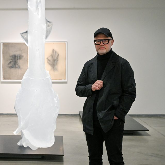 Rony Plesl na novinářské prohlídce výstavy Stromy rostou z nebe v Museu Kampa | foto: Vít Šimánek,  Profimedia