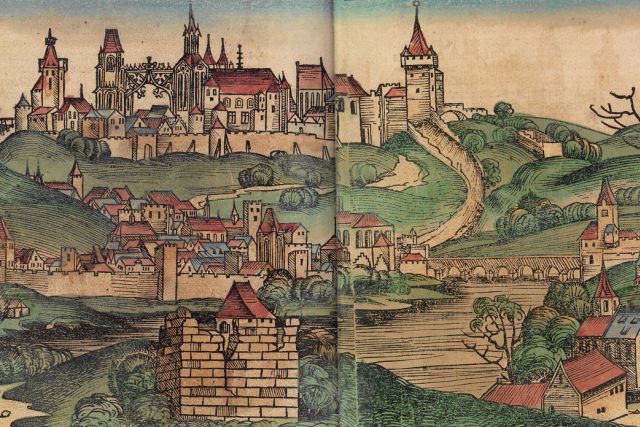 Pohled na Prahu,  dřevořez  (1493) | foto: Wikimedia Commons,  CC0 1.0