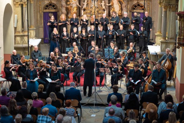 Oratorium de Passione Domini nostri Jesu Christi,  sóla přednesli Michaela Šrůmová,  Aneta Petrasová,  Martin Javorský a Miloš Horák,  dále účinkoval sbor Collegium Floreum a orchestr Musica Florea | foto: Jiří Kučera,  Festival Klášterní hudební slavnosti